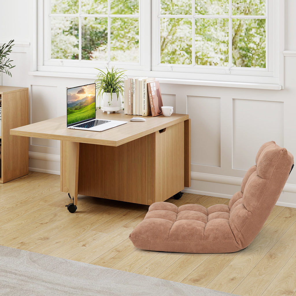 Foldable Coffee Table with Storage Cabinet - Oak