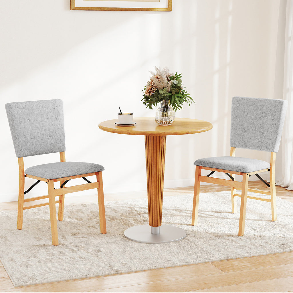 Foldable Dining Chair Set of 2, Gray - Padded Seat & Tilt Backrest