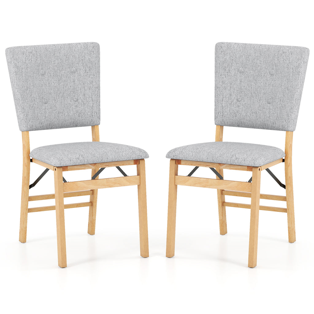Folding Dining Chair Set of 4 - Padded Upholstered, Brown & Beige