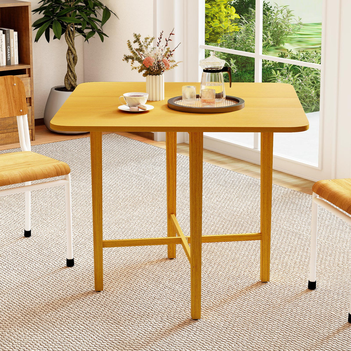 Foldable Dining Table for 2-4 People, Natural