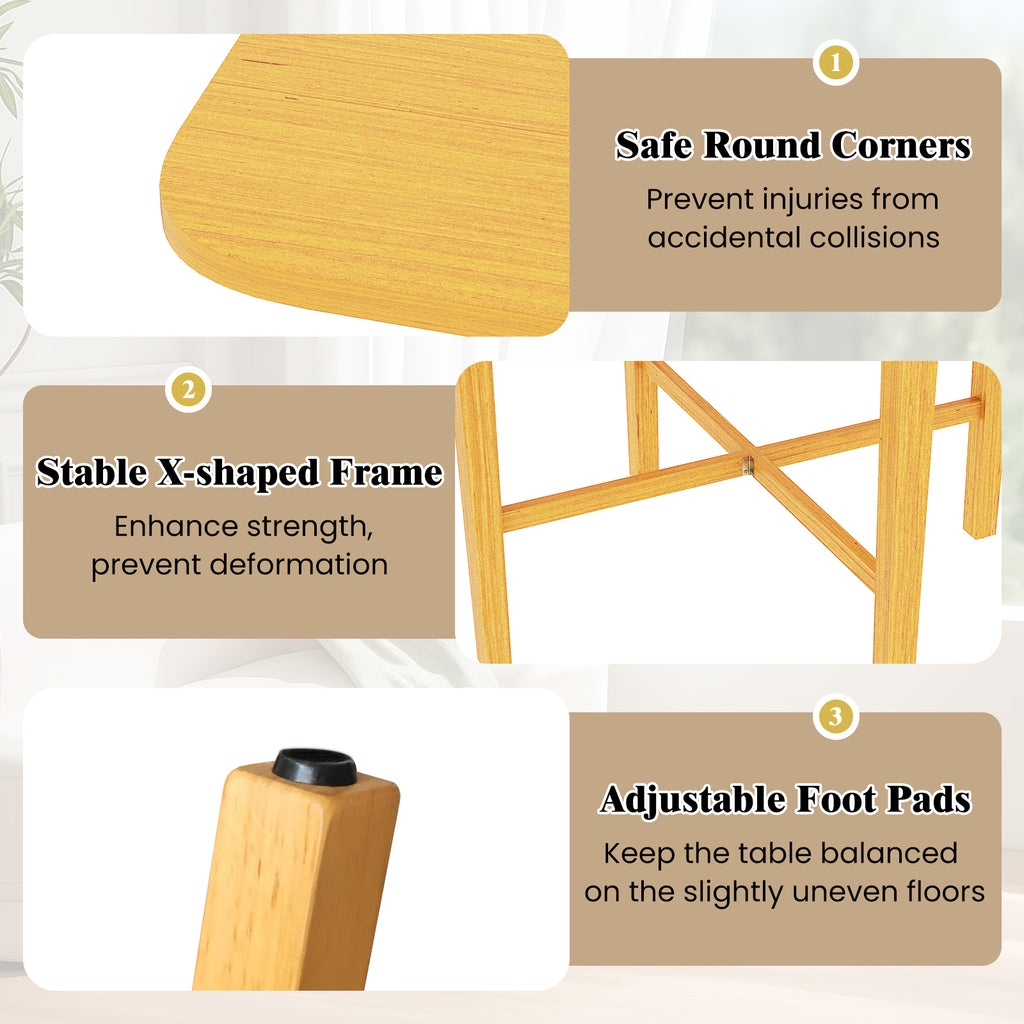Foldable Dining Table for 2-4 People, Natural