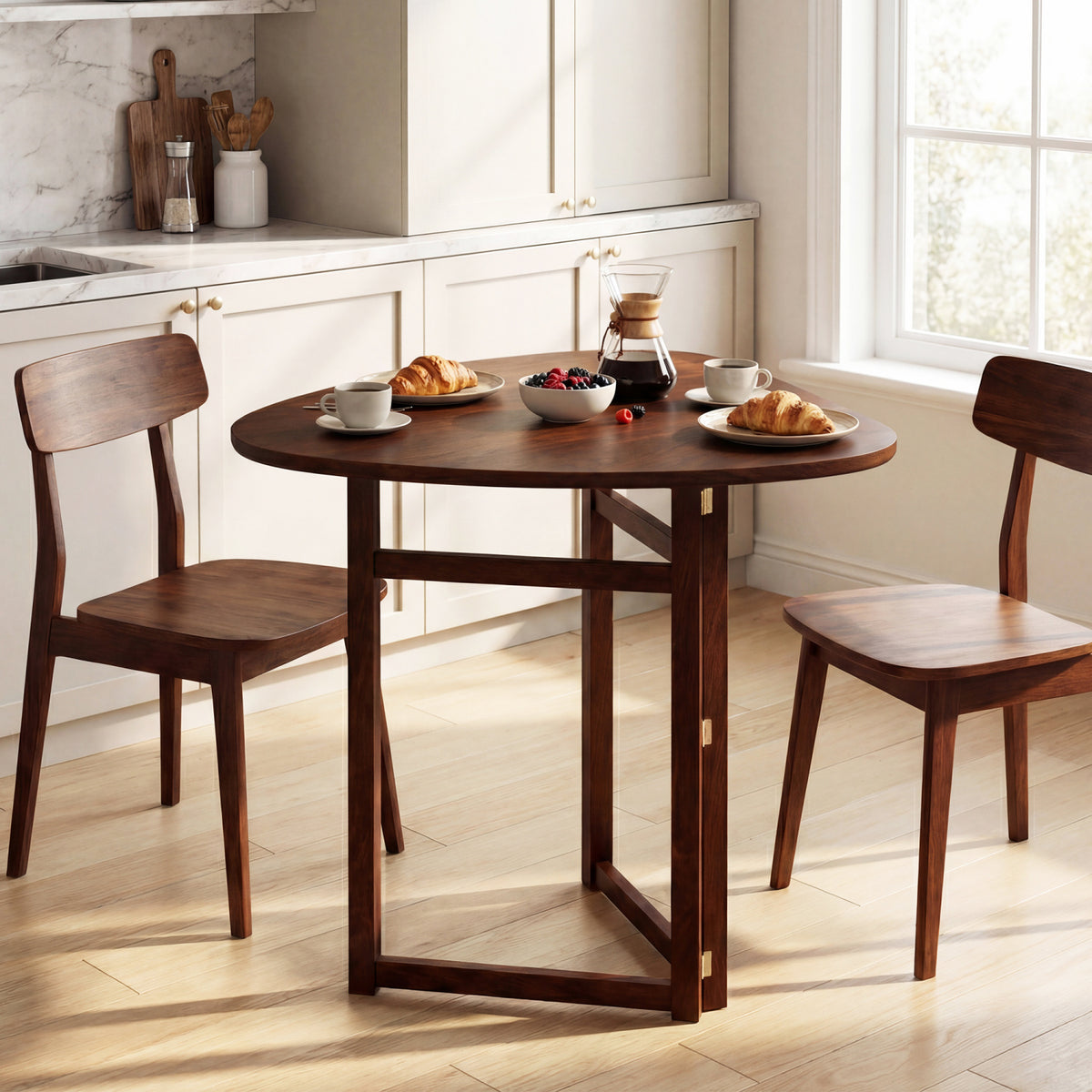 Foldable Dining Table 31.5" Triangular - Walnut