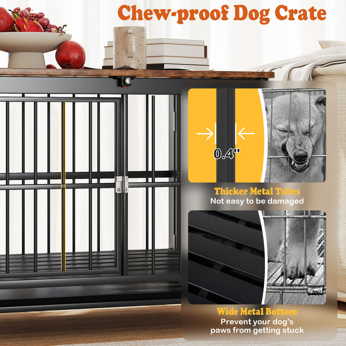 Foldable Dog Crate Furniture with Removable Tray Lockable Door - S Size