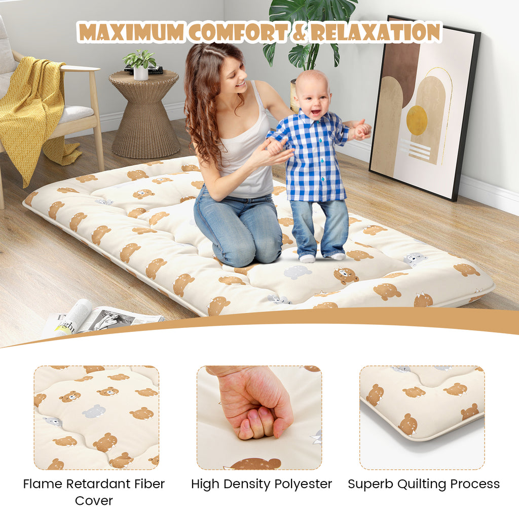 Foldable Twin Futon Mattress with Washable Cover & Carry Bag