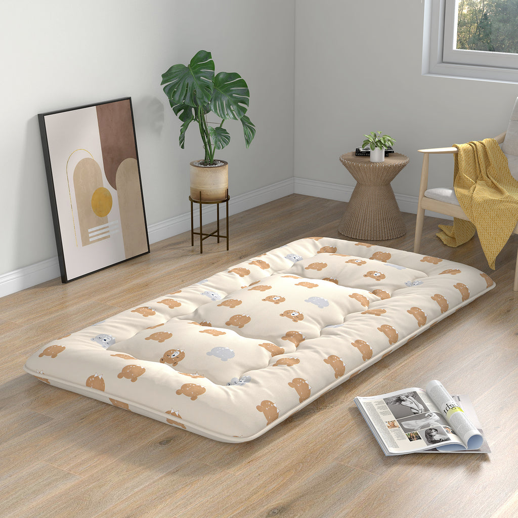 Foldable Futon Mattress with Washable Cover and Carry Bag – Twin, Multi