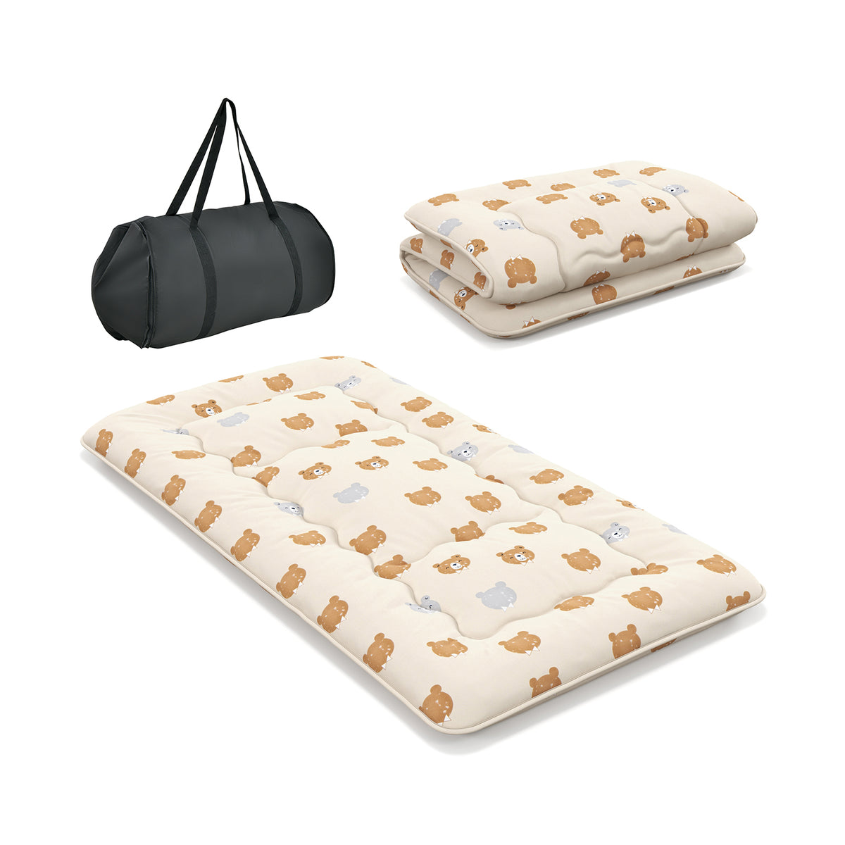 Foldable Futon Mattress with Washable Cover and Carry Bag – Twin, Multi