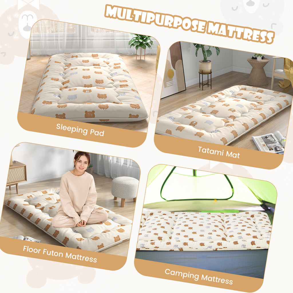 Foldable Twin Futon Mattress with Washable Cover & Carry Bag