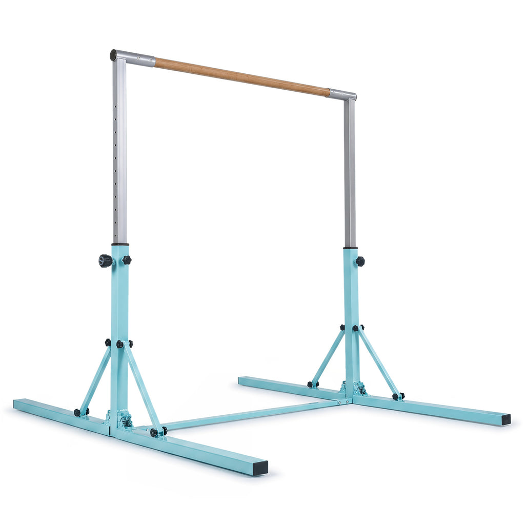 Kids Foldable Gymnastics Bar with 3-Levels Adjustable Height - Green