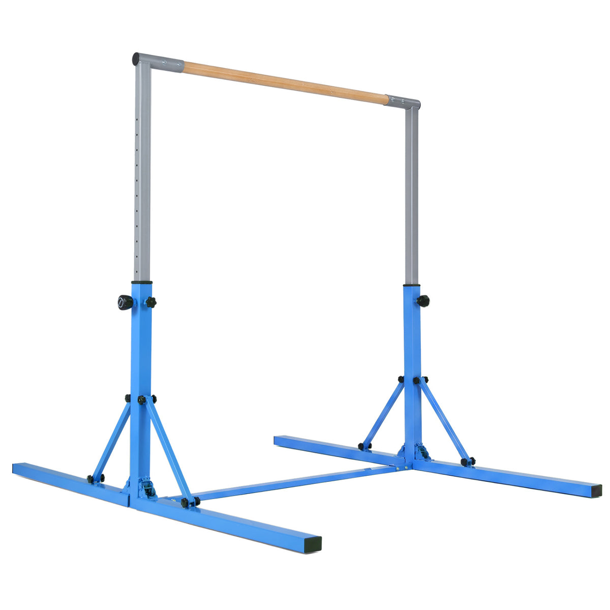 Kids Foldable Gymnastics Bar with 3-Level Adjustable Heights - Blue