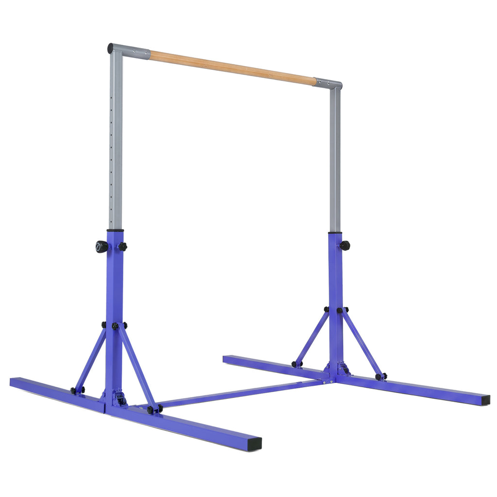 Kids Foldable Gymnastics Bar with 3-Level Adjustable Height - Purple