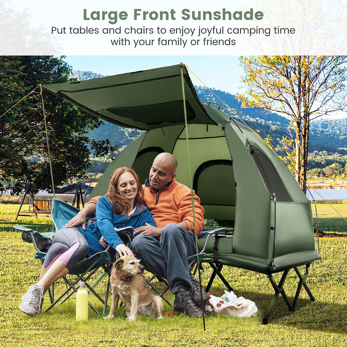 5-in-1 2-Person Foldable Outdoor Camping Tent Cot with Air Mattress