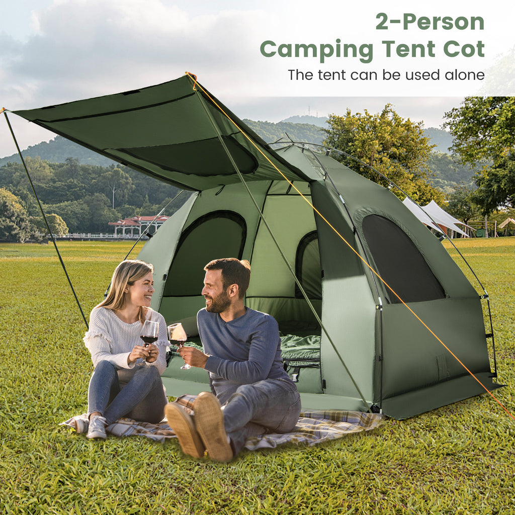 5-in-1 2-Person Foldable Outdoor Camping Tent Cot with Air Mattress