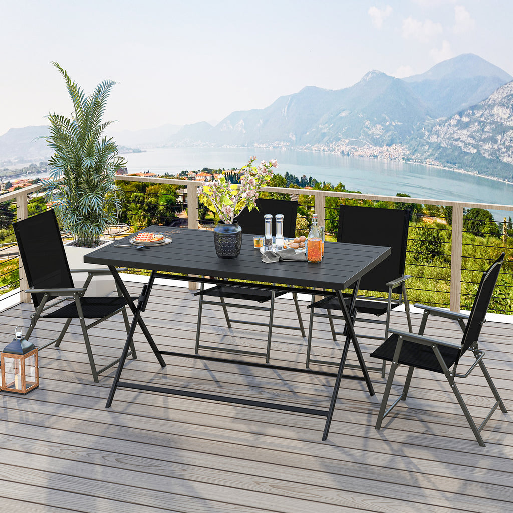 48" x 30" Foldable Outdoor Dining Table, Black