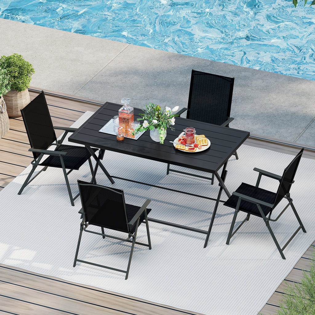 48" x 30" Foldable Outdoor Dining Table, Black