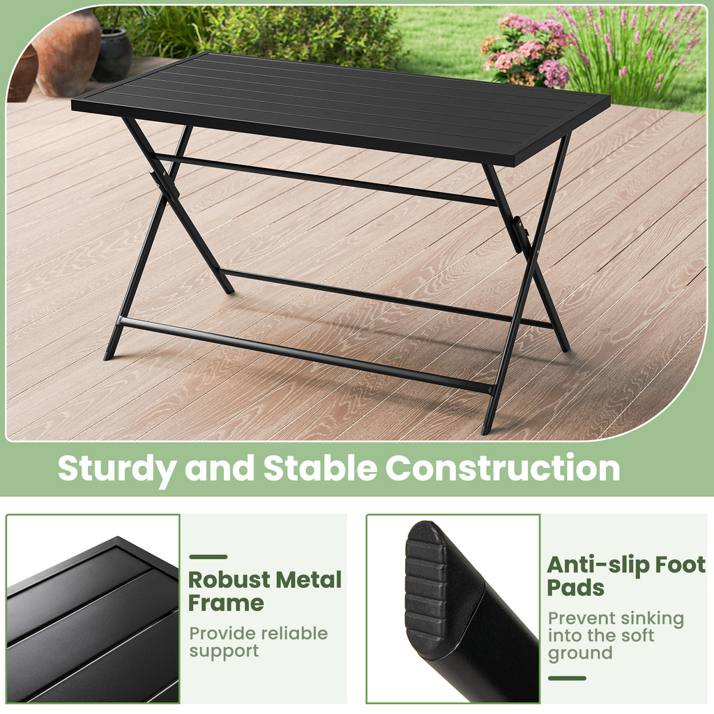 48" x 30" Foldable Outdoor Dining Table, Black