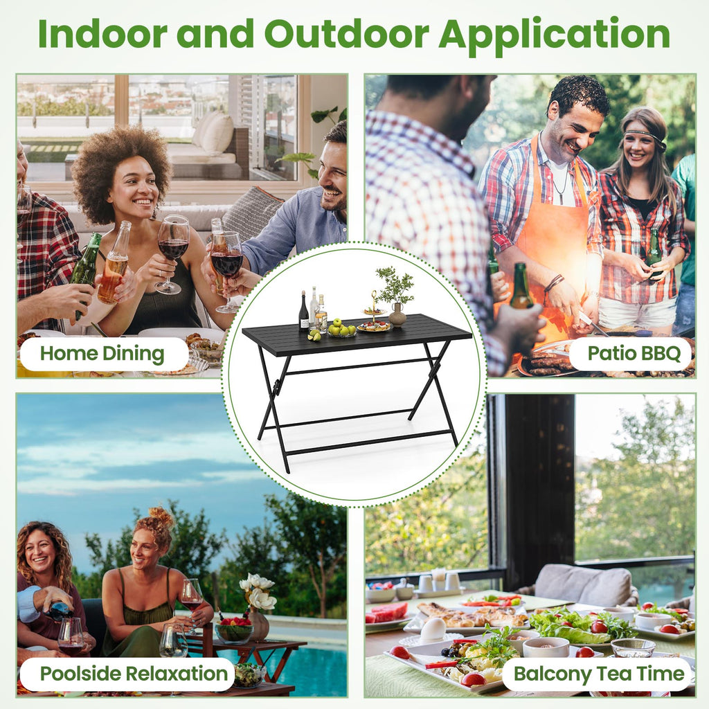 48" x 30" Foldable Outdoor Dining Table, Black