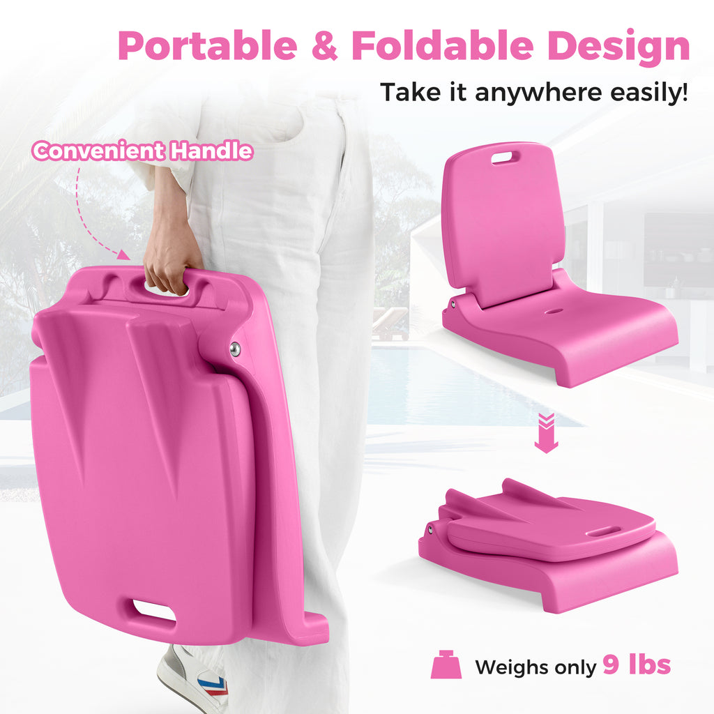 Foldable Outdoor Pool Chair with Handle and Back Support