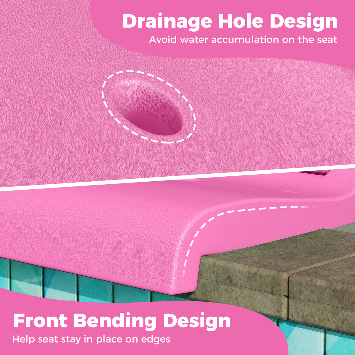 Foldable Outdoor Pool Chair with Handle and Back Support