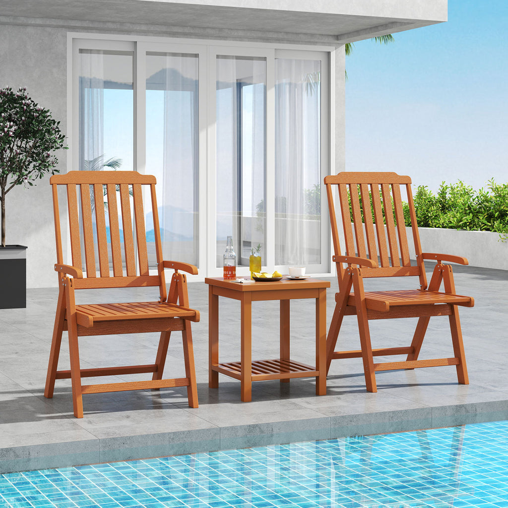 Foldable Outdoor Dining Chair with Armrest - Brown
