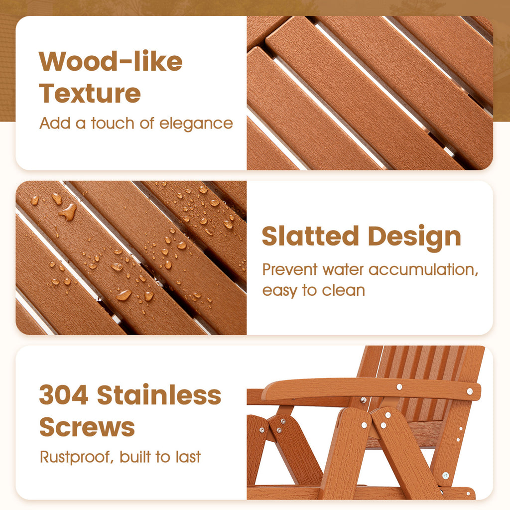 Foldable Outdoor Dining Chair with Armrest - Brown