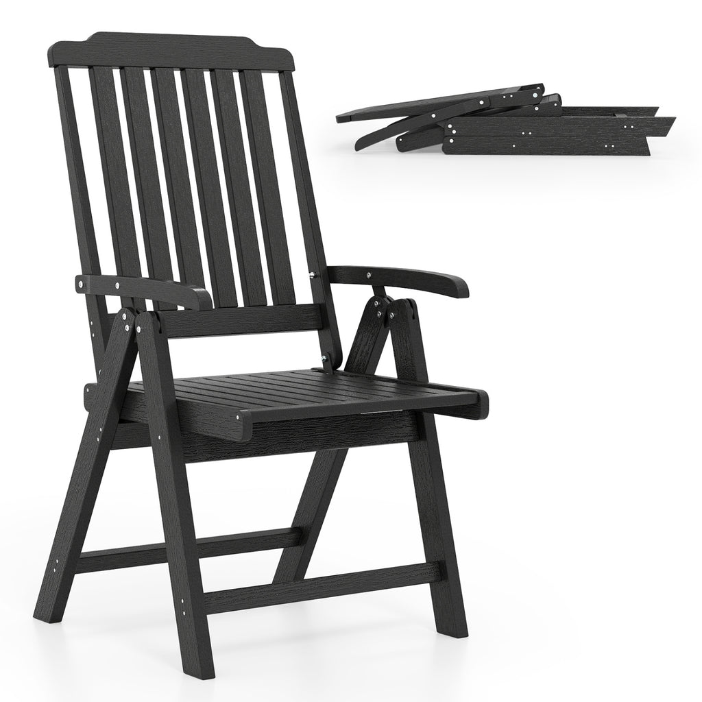 Foldable Outdoor Dining Chair with Armrest - Brown