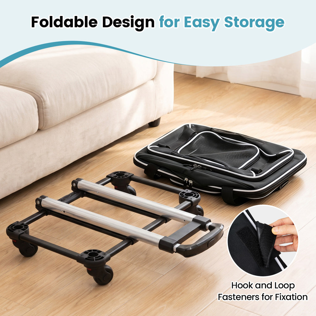 Black Foldable Pet Carrier with Wheels - Airline Approved Rolling Cat and Dog Carrier