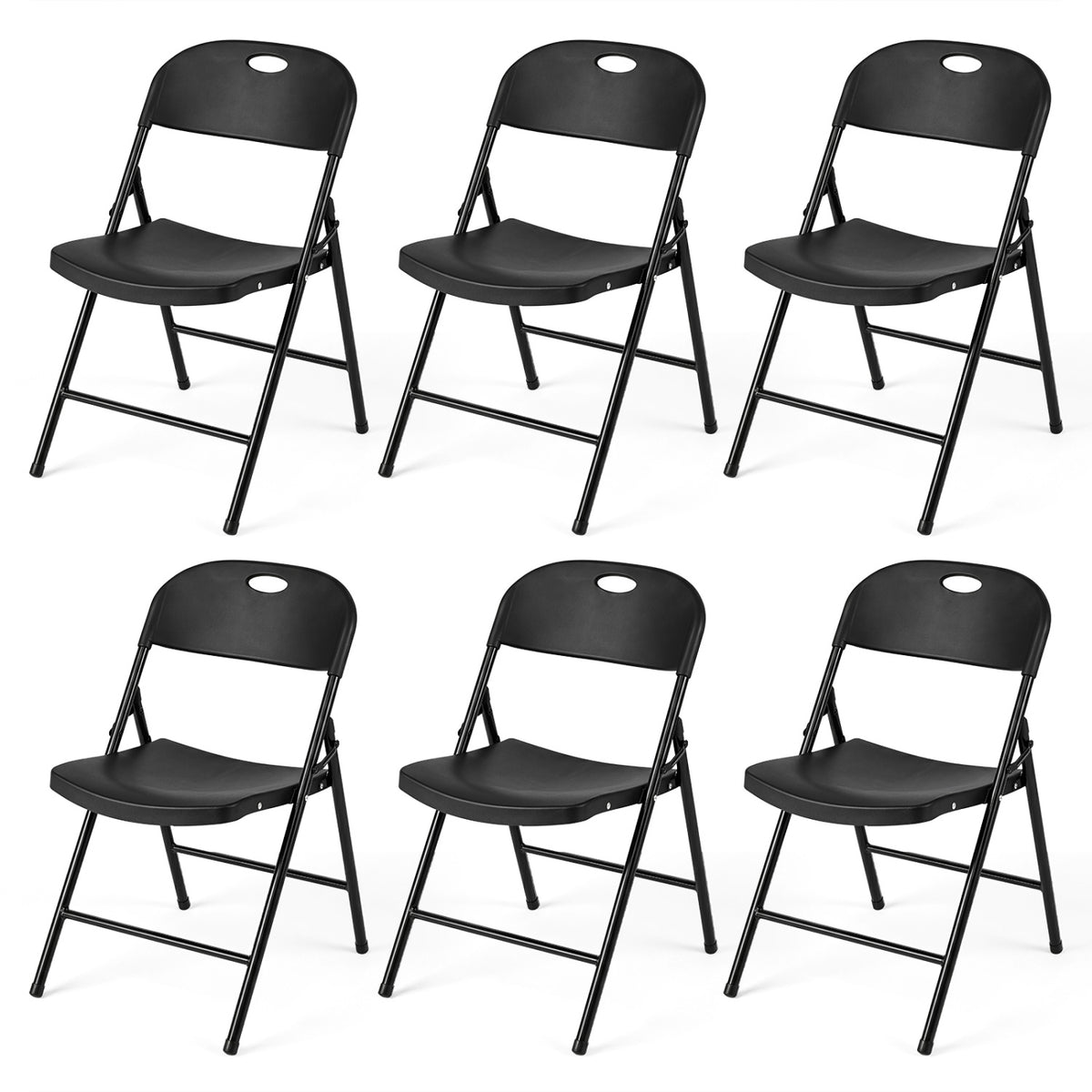 Foldable Plastic Dining Chairs Set of 4 - White