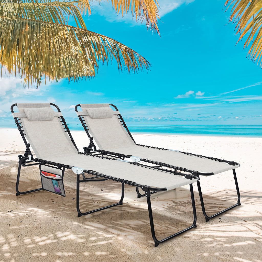 Patio Foldable Recline Lounge Chair with Adjustable Backrest and
