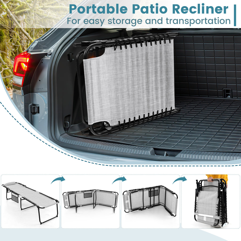 Patio Foldable Recline Lounge Chair with Adjustable Backrest and