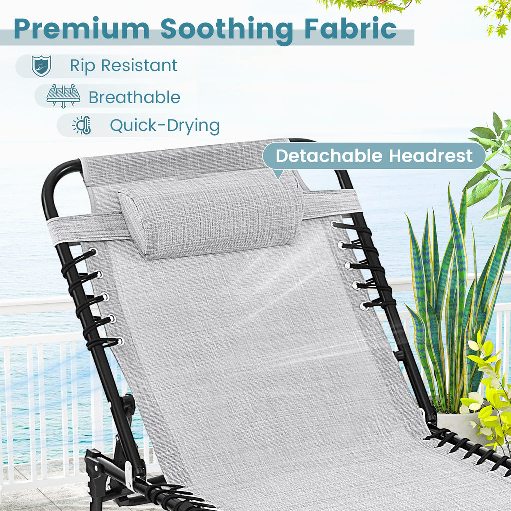Patio Foldable Recline Lounge Chair with Adjustable Backrest and