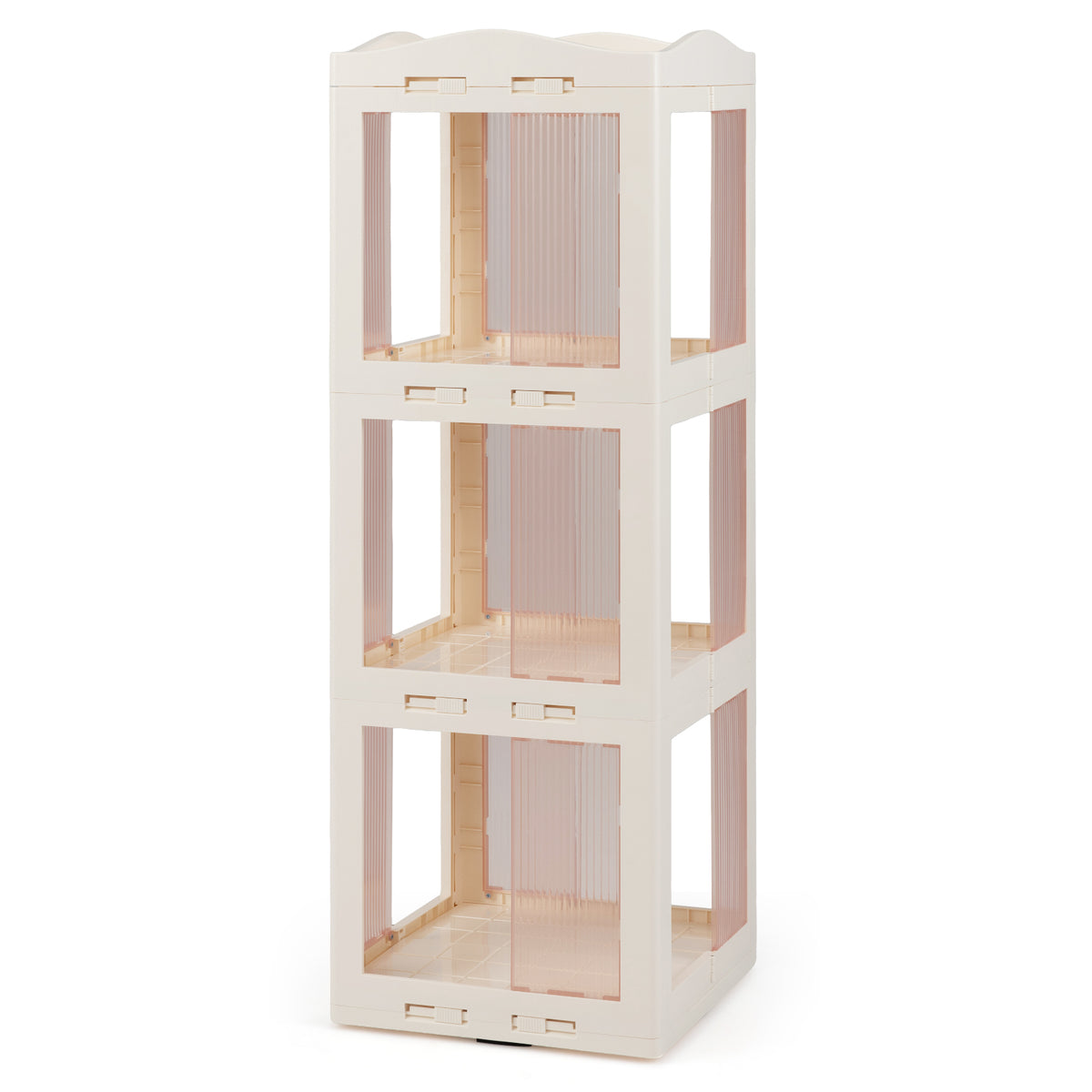 4-Tier Foldable Rotating Bookshelf with Swivel Base and Translucent
