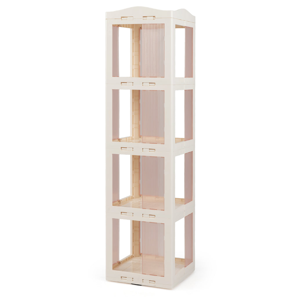 4-Tier Rotating Bookshelf with Swivel Base - White
