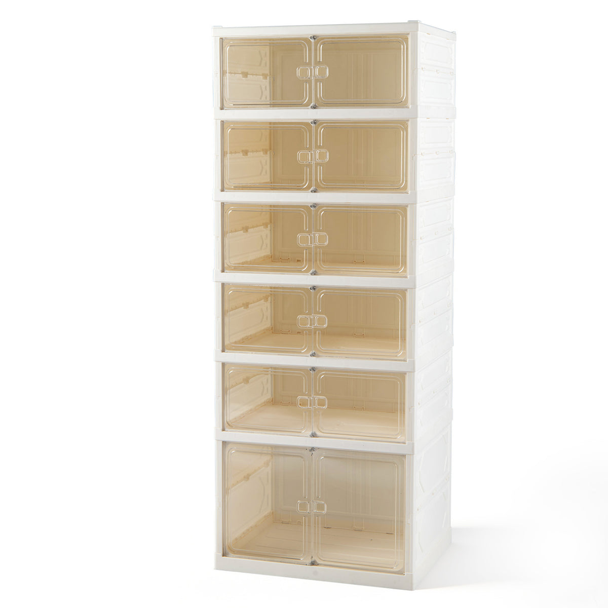 Foldable Shoe Cabinet Organizer 12-Pair 6-Tier - White
