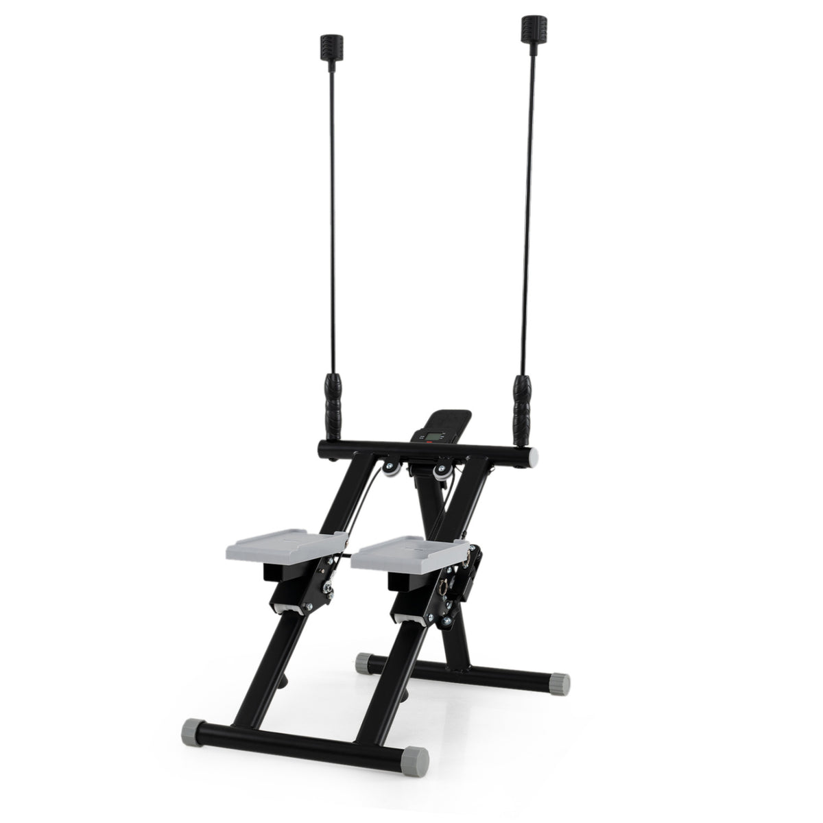 Foldable Stair Stepper with Detachable Handlebar - Black Home Cardio Equipment