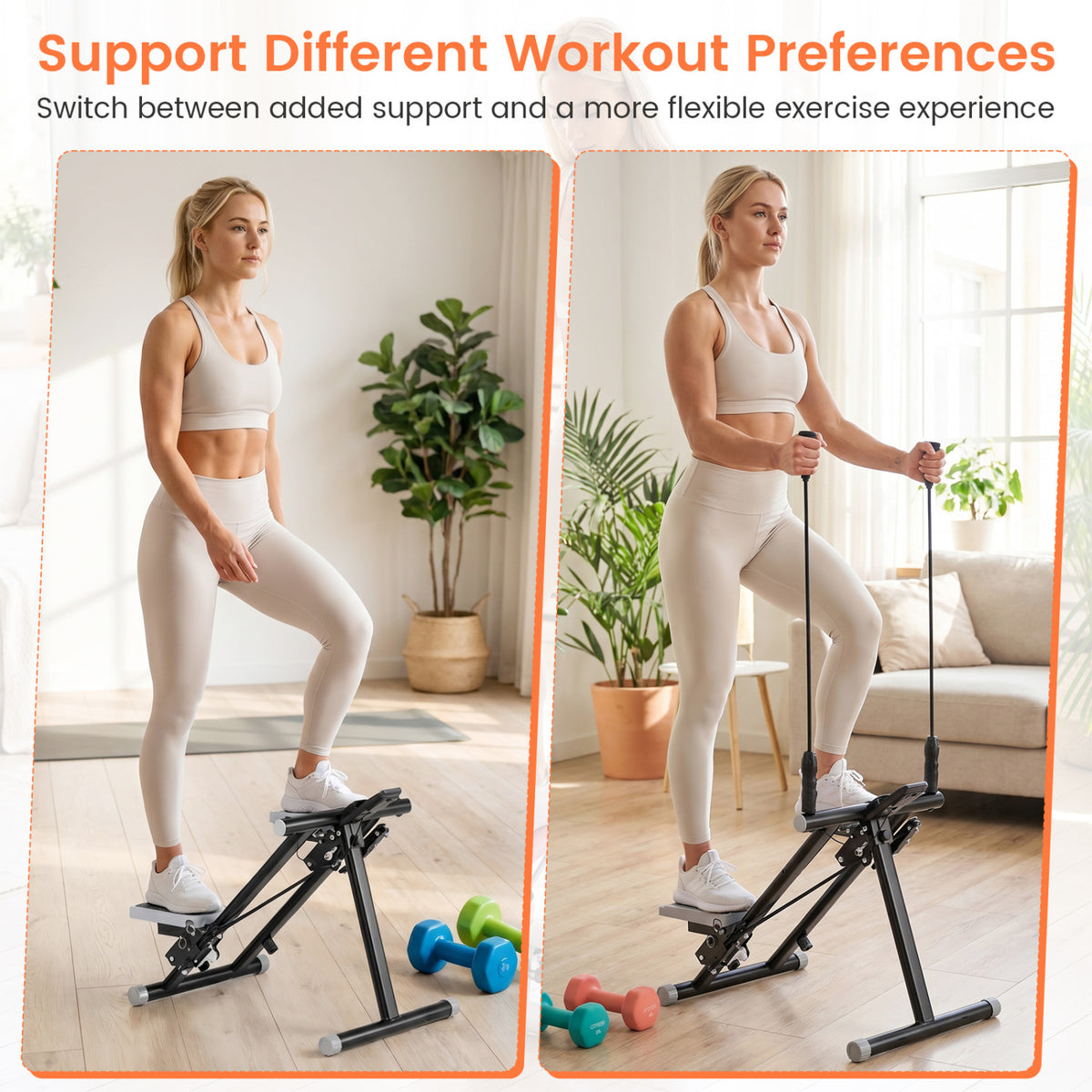 Foldable Stair Stepper with Detachable Handlebar - Black Home Cardio Equipment