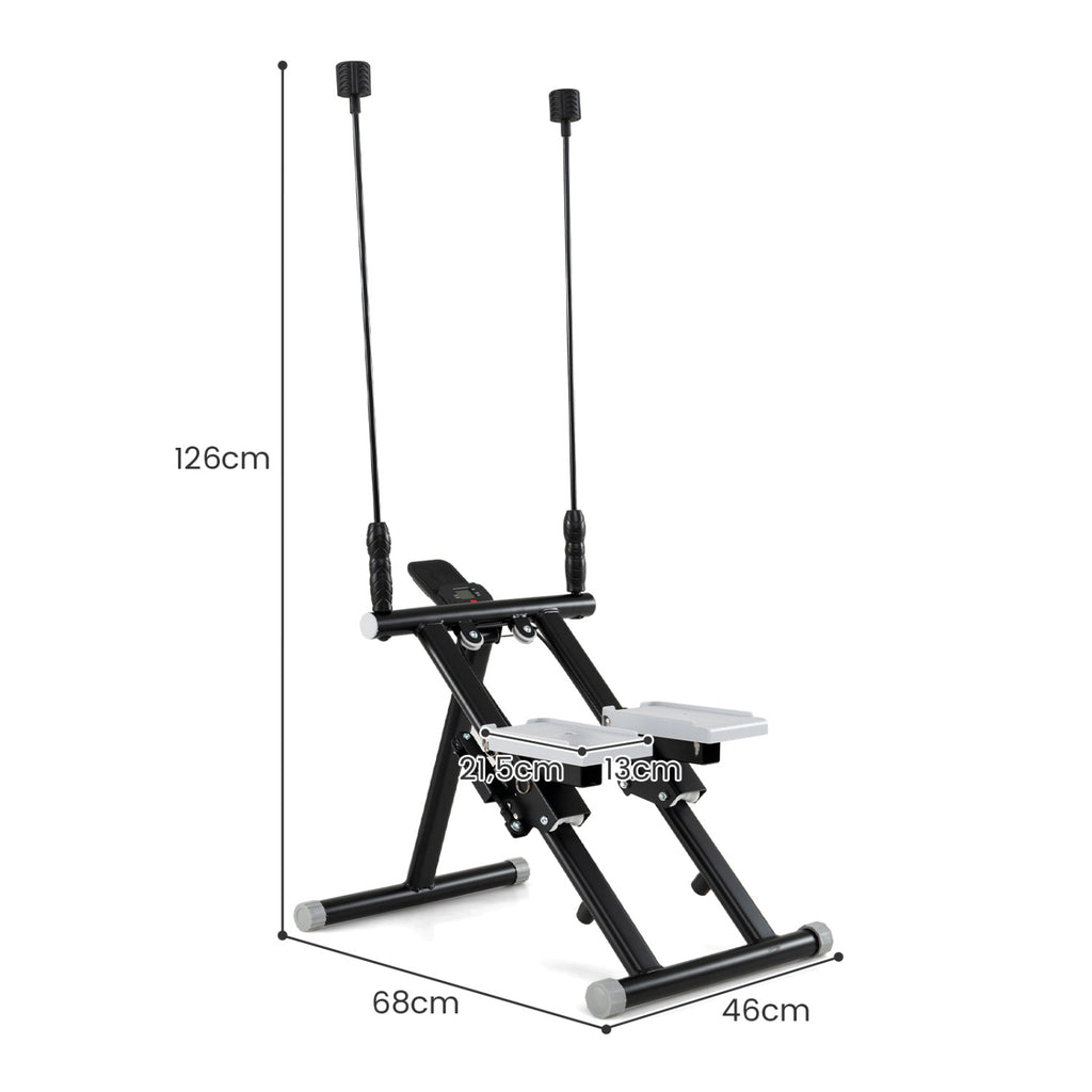 Foldable Stair Stepper with Detachable Handlebar - Black Home Cardio Equipment
