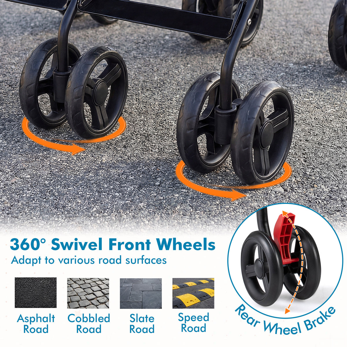 Navy Foldable Twin Baby Double Umbrella Stroller - Ultralight & Compact
