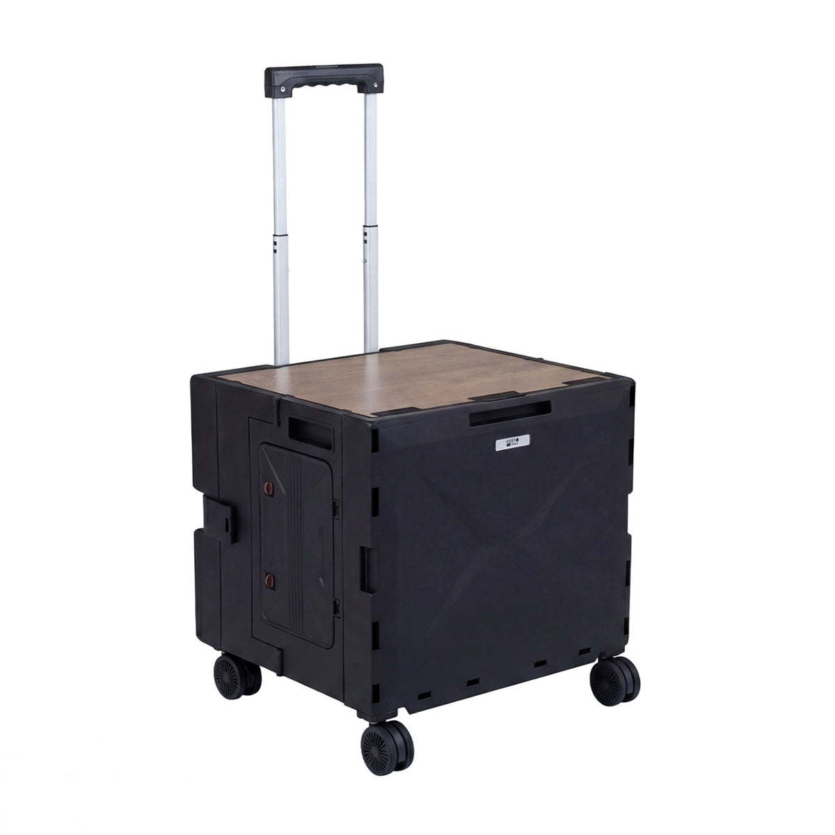 Foldable Utility Cart with 4 Rotating Wheels & Cup Holder - White Tabletop