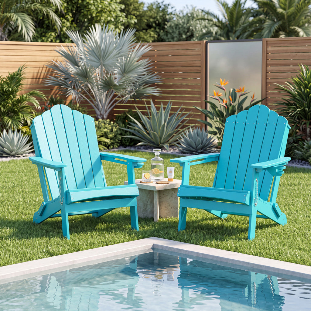 Foldable Weather Resistant Patio Chair with Built-in Cup Holder