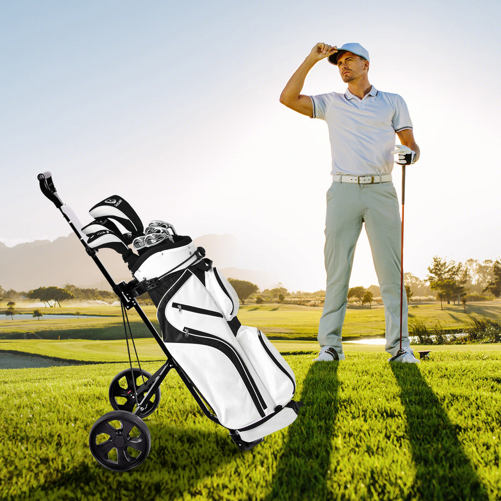 Foldable 2-Wheel Golf Trolley with Scoreboard and Removable Wheels