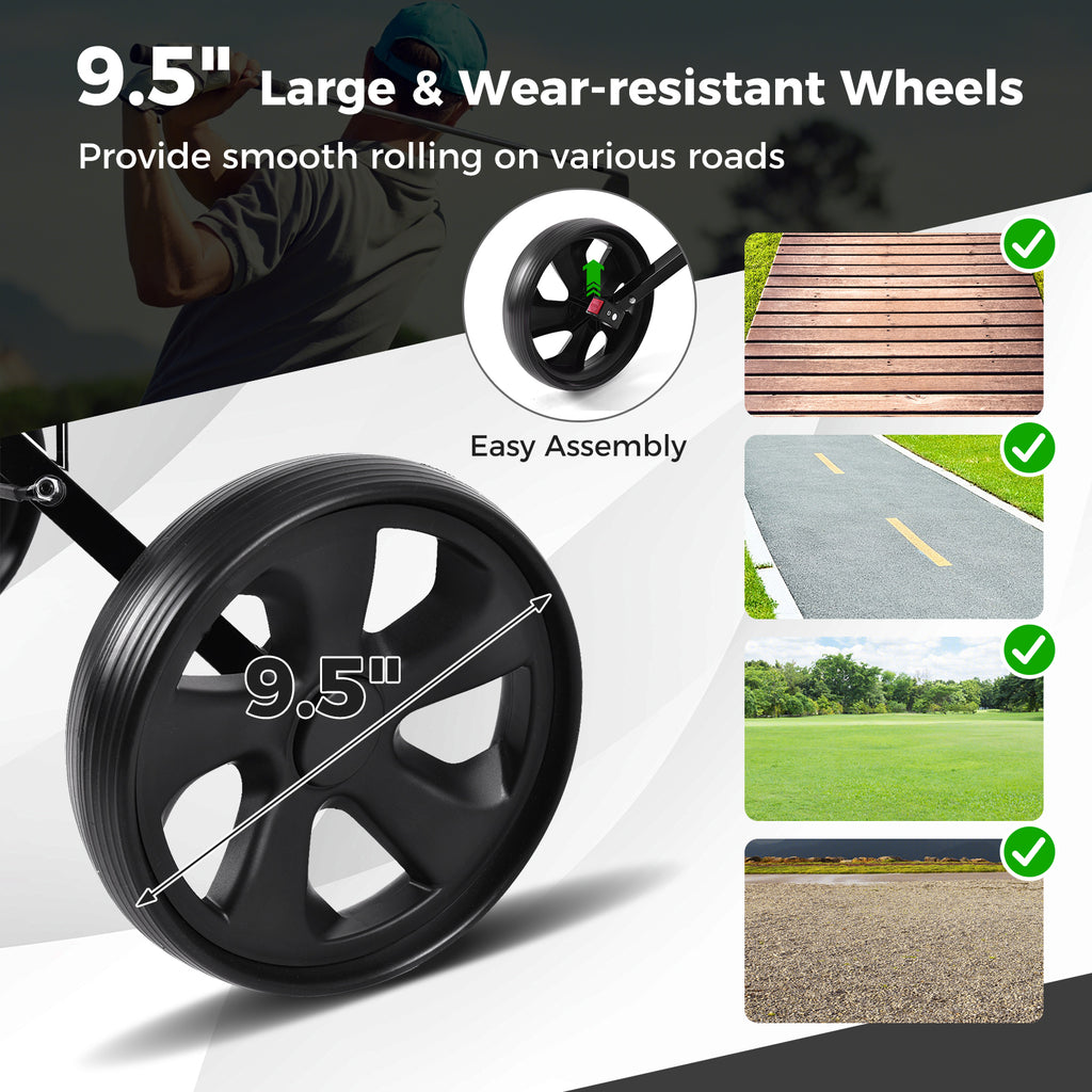 Foldable 2-Wheel Golf Trolley with Scoreboard and Removable Wheels