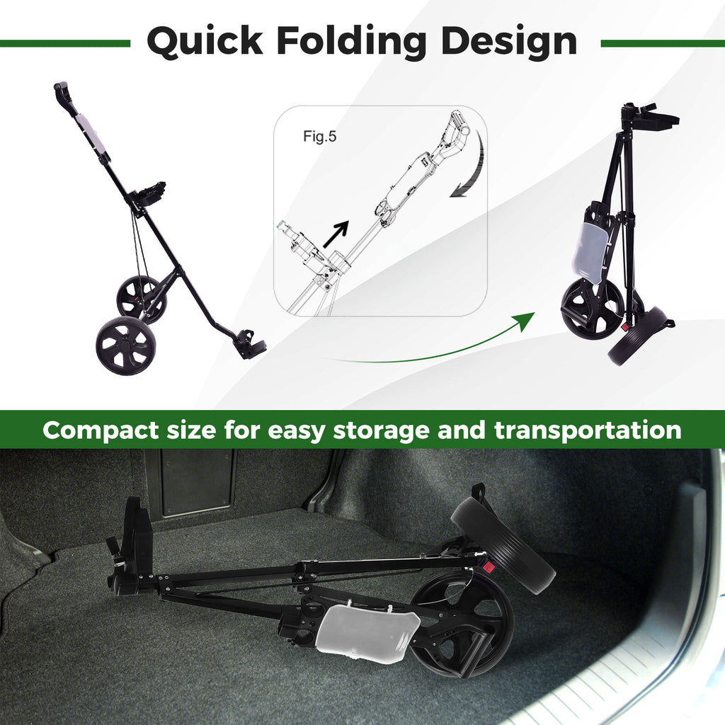 Foldable 2-Wheel Golf Trolley with Scoreboard and Removable Wheels
