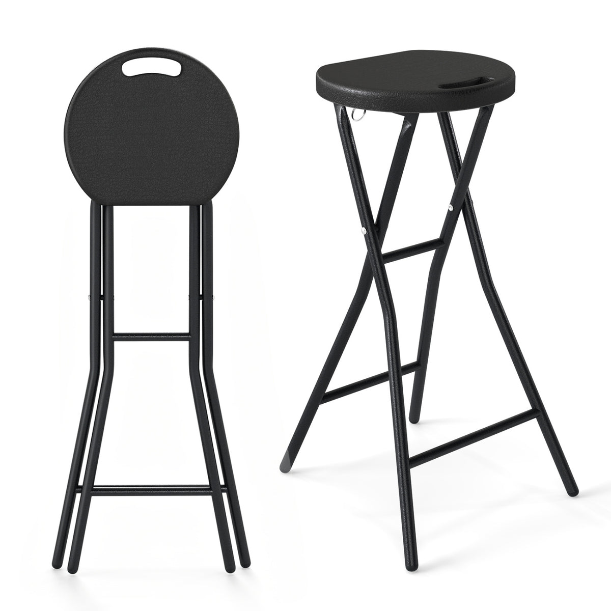 Set of 2 Folding Bar Stools 27.5" - Black