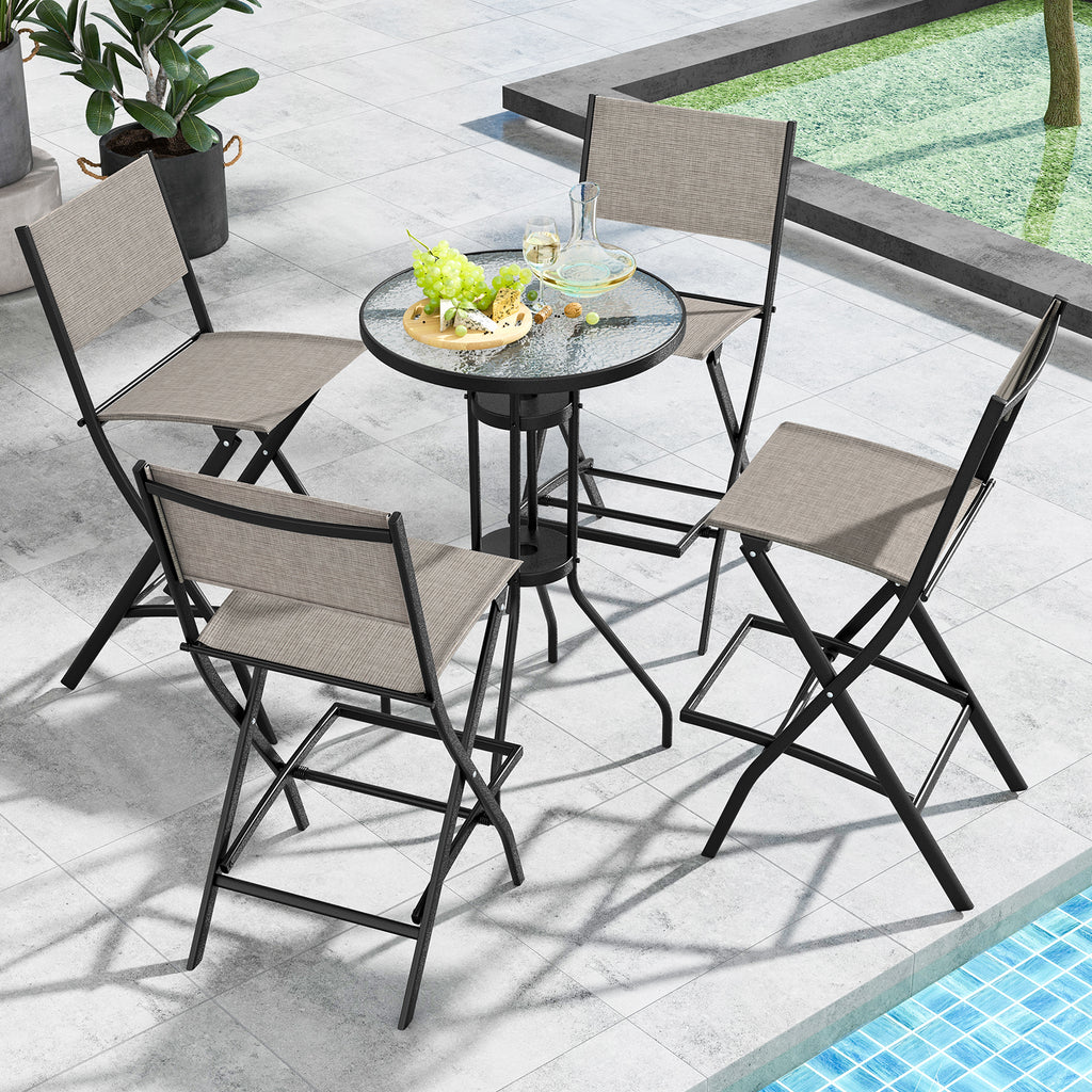 Folding Bar Stools Set of 2 Backrest Humanized Footrest