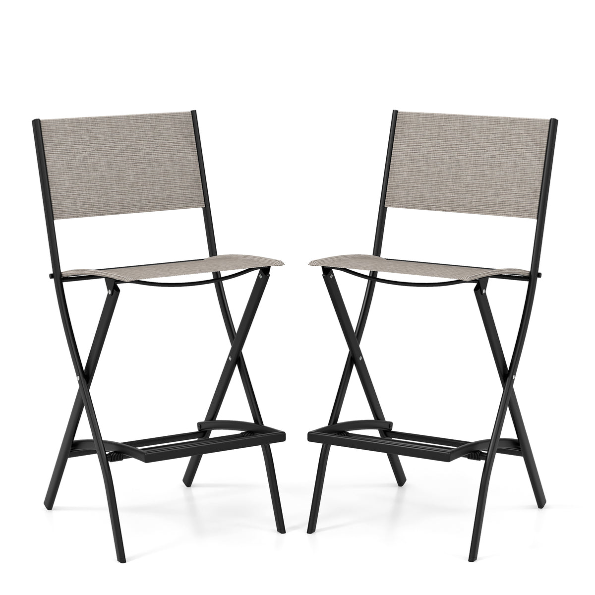Folding Bar Stools Set of 2 Backrest Humanized Footrest