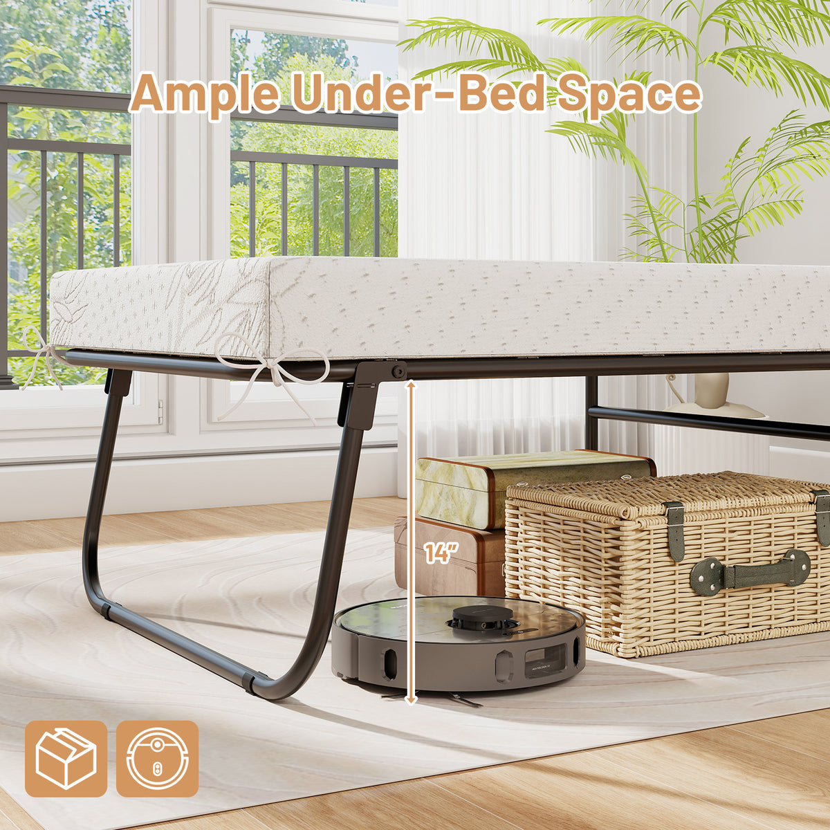 75 x 31 Inch Folding Cot Bed with Memory Foam Mattress