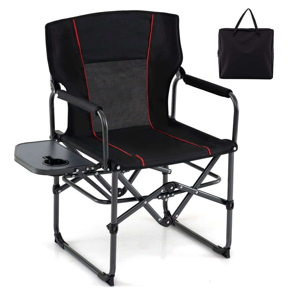 Folding Camping Chair with Side Table and Cup Holder Carrying Bag