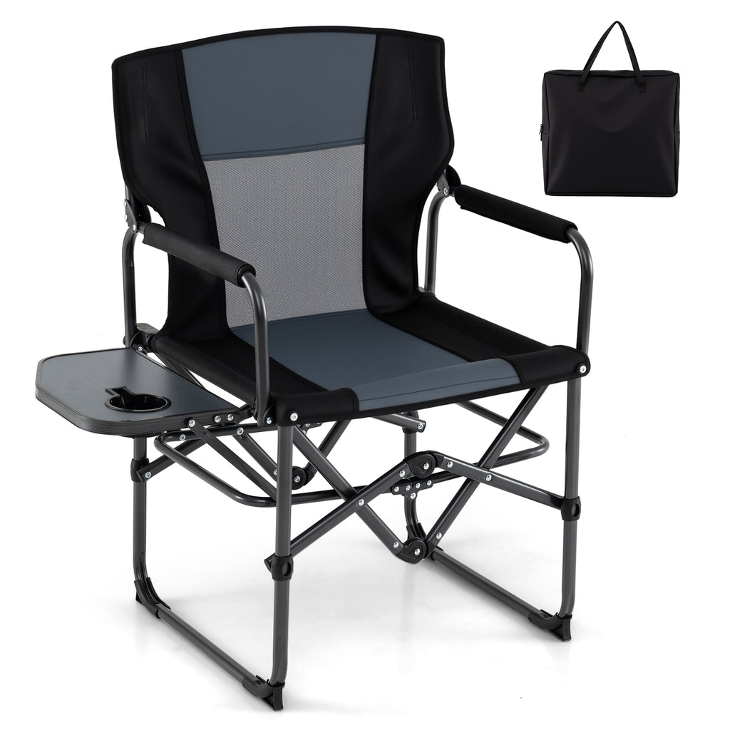 Folding Camping Chair with Side Table and Cup Holder Carrying Bag