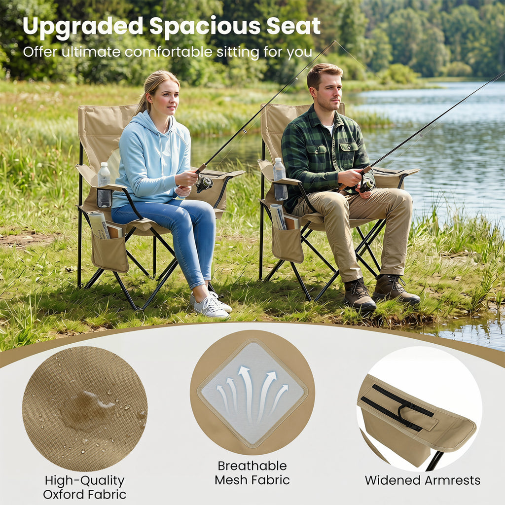 Folding Camping Chair with Mesh Fabric Backrest Solid Metal Frame and
