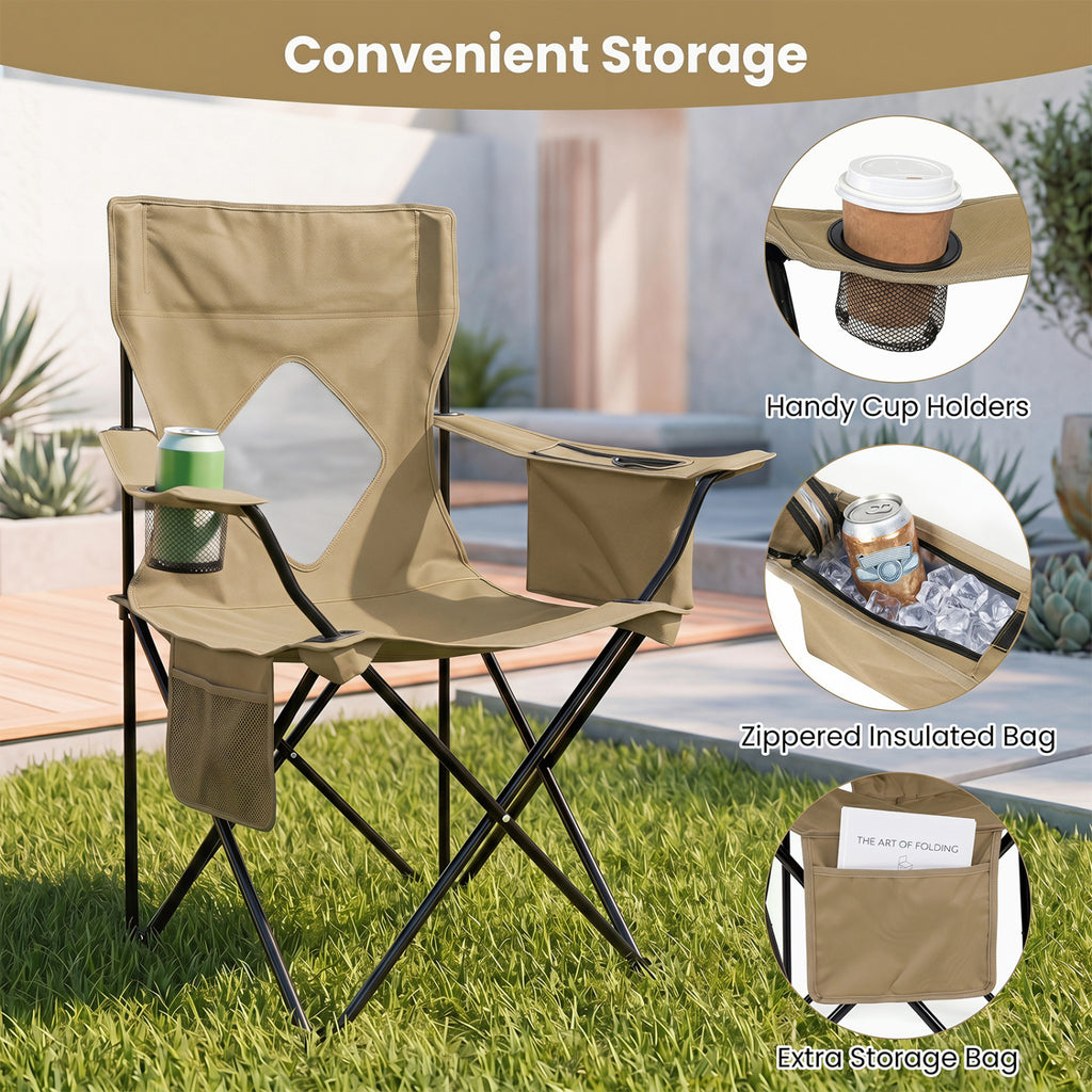 Folding Camping Chair with Mesh Fabric Backrest Solid Metal Frame and